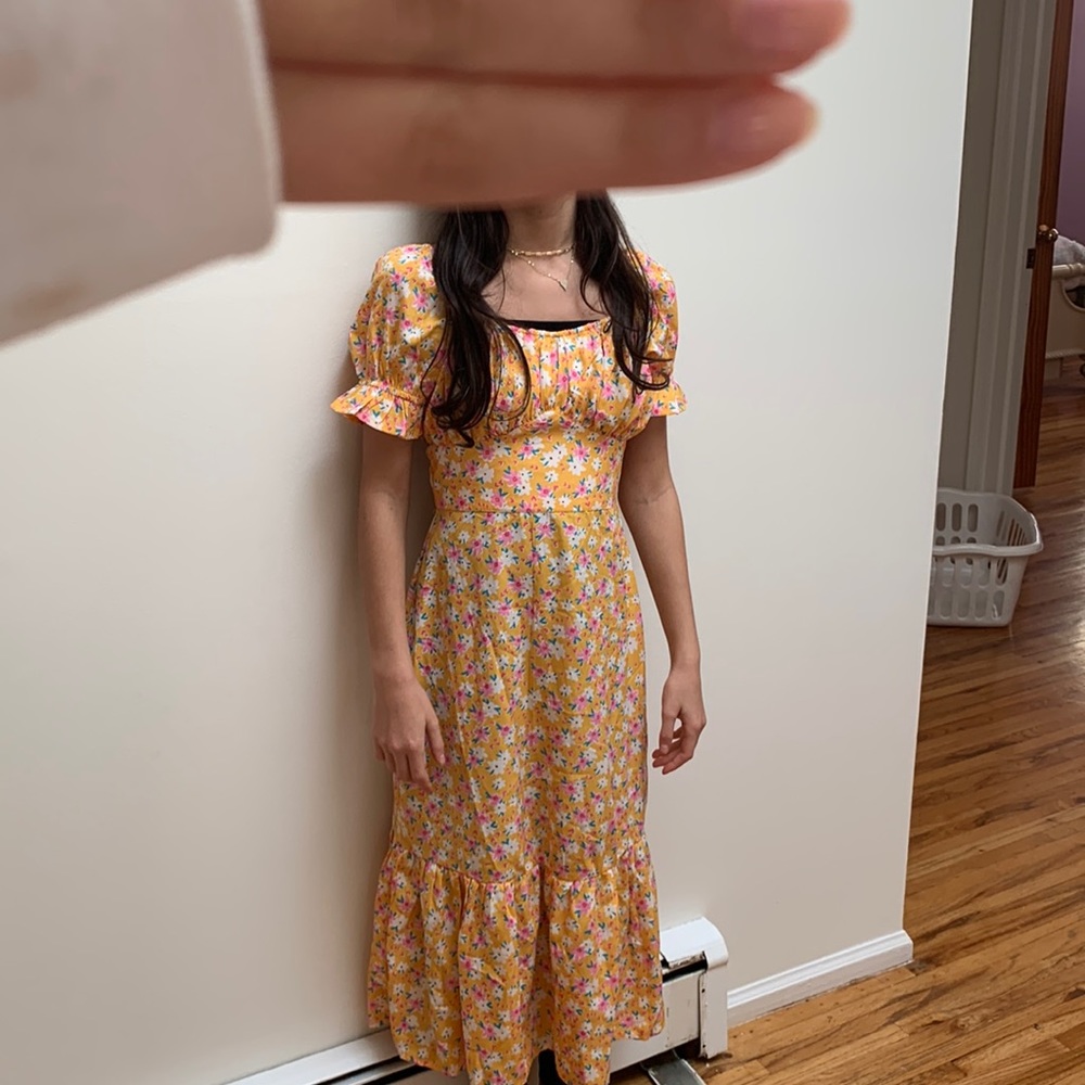 yellow floral dress size:xs color:yellow
